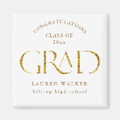 Aimant or brillant élégant script magnétique diplômé (Devant)