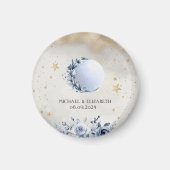 Aimant Or céleste Soleil, Bleu Lune Rose étoiles Or (Devant)