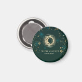 Aimant Or céleste Soleil Et Lune Étoiles Vert (Recto/Verso)