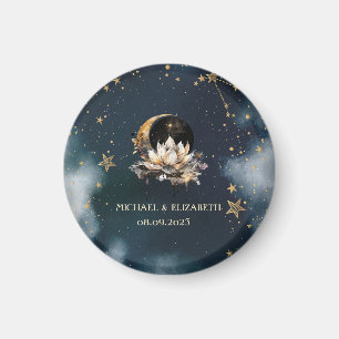 Aimant Or Céleste Soleil, Lune, Étoiles Lotus Ciel Noctur