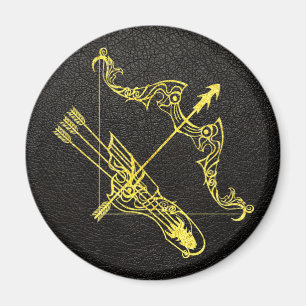 Aimant Or de Sagittarius en cuir