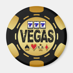 AIMANT OR DE VEGAS ET JETON DE POKER NOIR