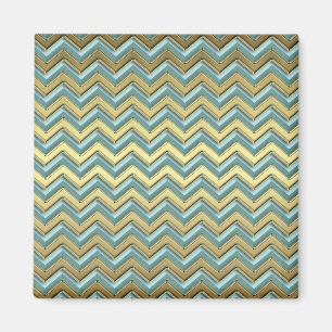 Aimant Or et motif turquoise de Chevron