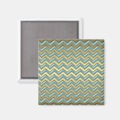 Aimant Or et Turquoise Motif Chevron (Recto/Verso)