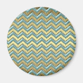 Aimant Or et Turquoise Motif Chevron (Devant)