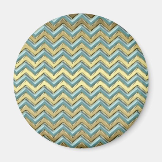Aimant Or et Turquoise Motif Chevron (Devant)