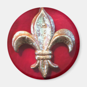 Aimant Or Fleur de lis sur le rouge