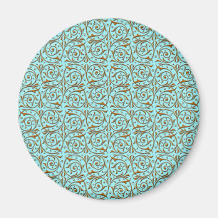 Aimant Or sur motif de vigne bleu sarcelle vert