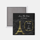Aimant or Tour Eiffel Mariage français Enregistrer la dat (Recto/Verso)