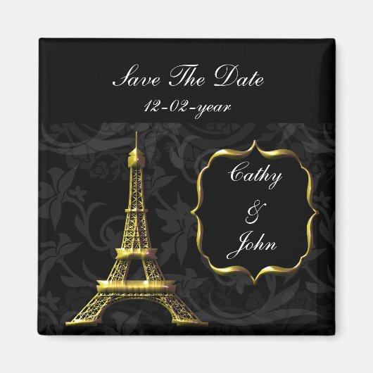 Aimant or Tour Eiffel Mariage français Enregistrer la dat (Devant)