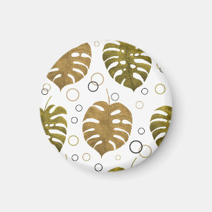 Aimant Or tropical : aquarelle de feuille de monstère