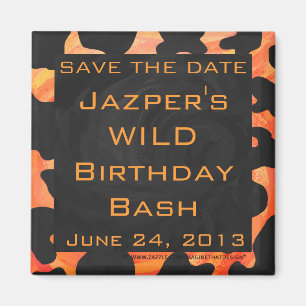 Aimant Orange and Black Zebra Monogram