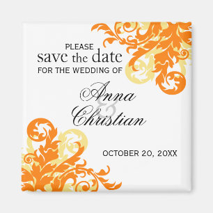 Aimant Orange and Yellow Flourish Autumn Save The Date