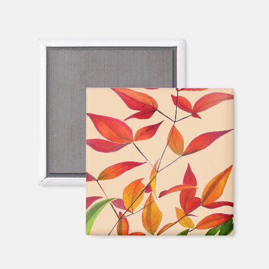 Aimant Orange Autumn laisse l'aquarelle originale (Recto/Verso)
