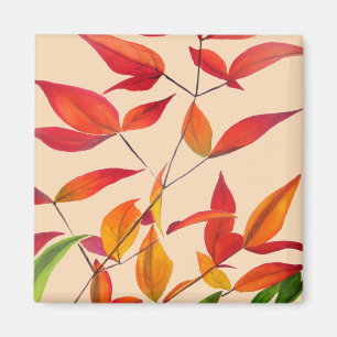 Aimant Orange Autumn laisse l'aquarelle originale