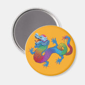 Aimant orange avec dragon coloré (Recto/Verso)