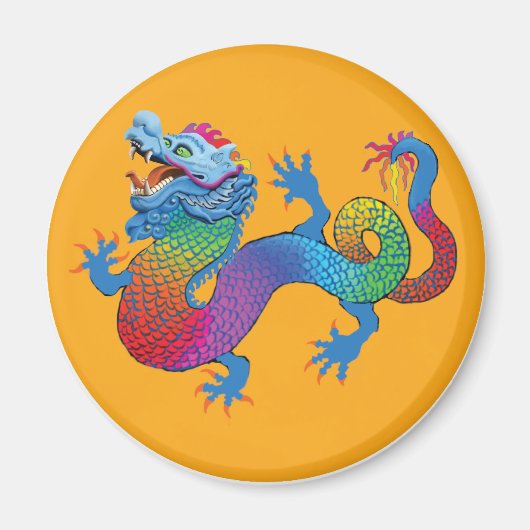 Aimant orange avec dragon coloré (Devant)