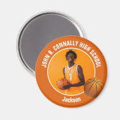 Aimant Orange Basketball Player High School Photo (Recto/Verso)