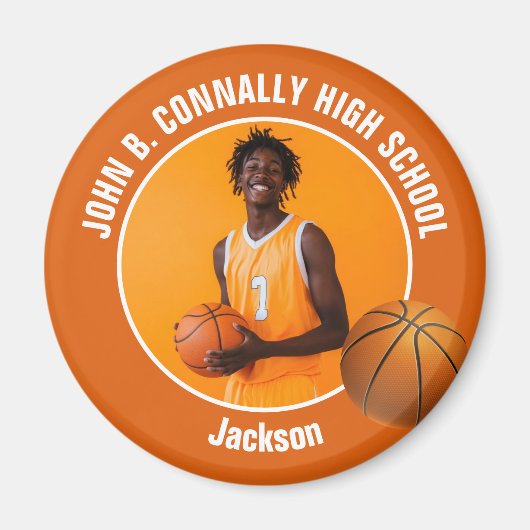 Aimant Orange Basketball Player High School Photo (Devant)