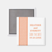 Aimant Orange Chevron Bordure Enregistrer l'aimant de dat (Recto/Verso)
