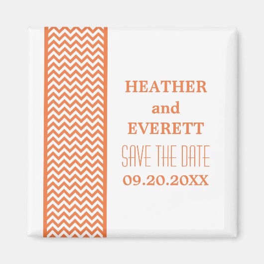 Aimant Orange Chevron Bordure Enregistrer l'aimant de dat (Devant)