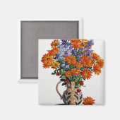 Aimant Orange Chrysanthèmes (Recto/Verso)