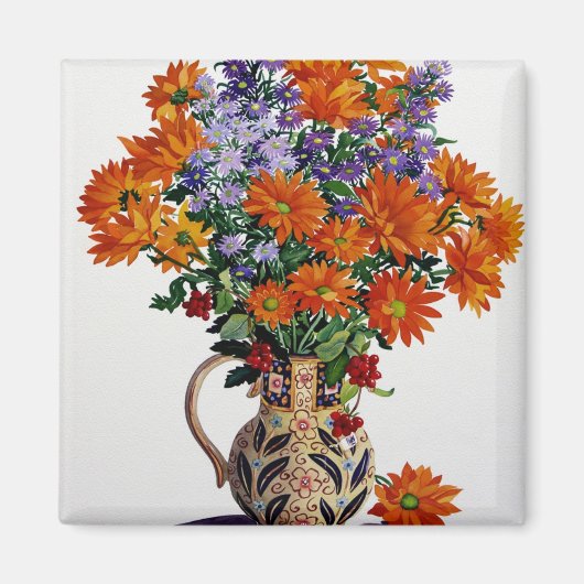 Aimant Orange Chrysanthèmes (Devant)