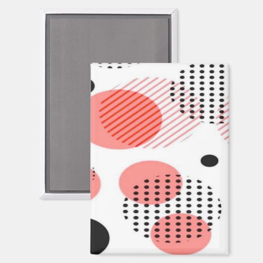 Aimant Orange Circles with Black Polka Dots pattern (Recto/Verso)