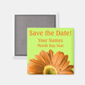 Aimant Orange Daisy Flower Enregistrer la date personnali (Recto/Verso)
