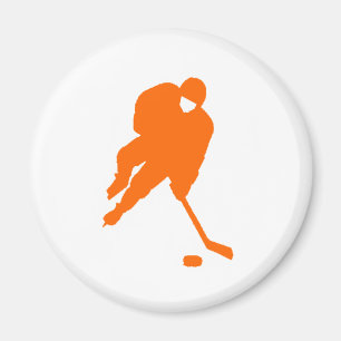 Aimant orange de joueur de hockey