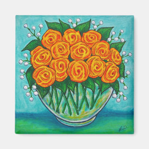 Aimant orange de roses de passion