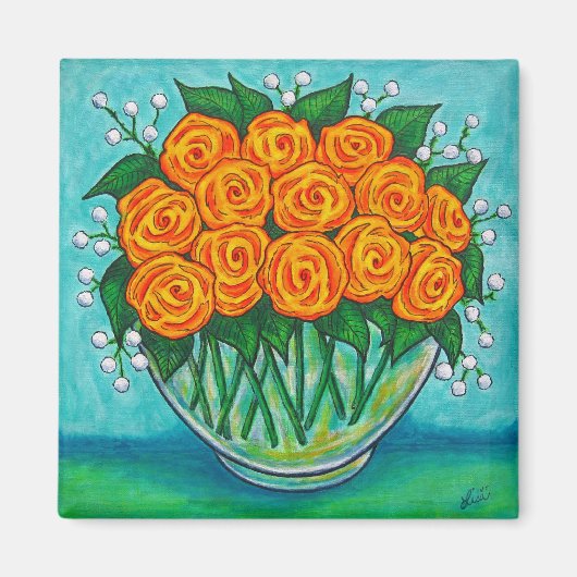 Aimant orange de roses de passion (Devant)