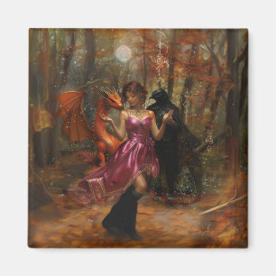 Aimant Orange Dragon Raven Occult Dark Witchk AI Art