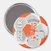 Aimant Orange et Blanc Personnaliser le ballon de footbal (Recto/Verso)