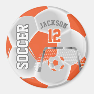 Aimant Orange et Blanc Personnaliser le ballon de footbal