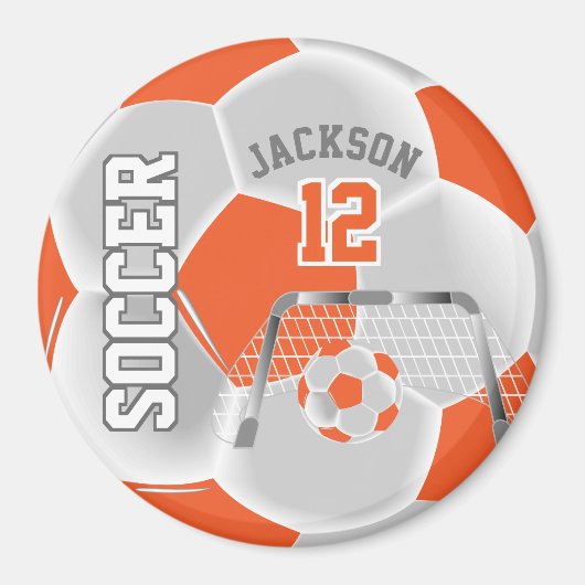 Aimant Orange et Blanc Personnaliser le ballon de footbal (Devant)