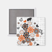 Aimant Orange Fleurs Chicks Grunge Ink Blots Doodles Kid (Recto/Verso)