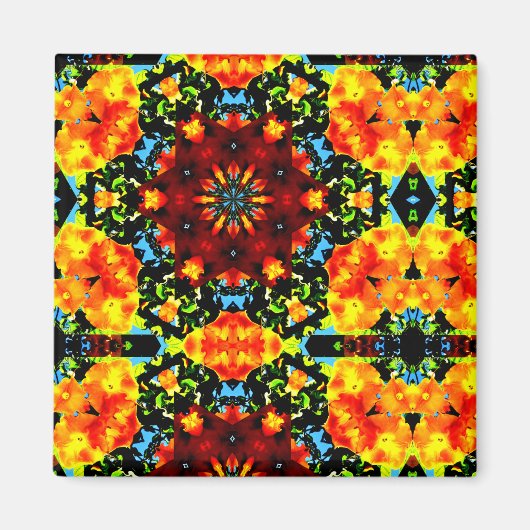 Aimant Orange Floral (Devant)