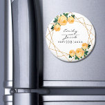 Aimant Orange Floral Mer Elegant Parties scintillant Or g<br><div class="desc">Le design mariage est orné d'un élégant motif géométrique de parties scintillant en faux or. Recouvert de roses aquarelles et de feuillage verdoyant sur deux coins. Personnalisez ce modèle pour ajouter vos informations. Cliquez pour customiser plus loin pour apporter d'autres modifications. Tout est personnalisable.</div>
