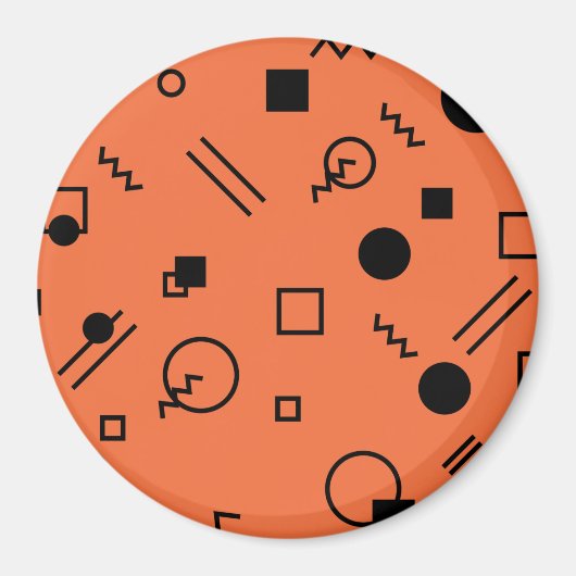 Aimant Orange, fun, trendy, geometric Memphis graphic (Devant)