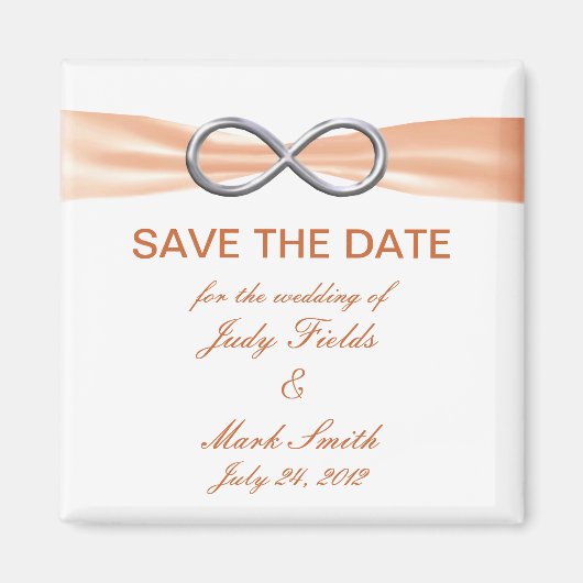 Aimant Orange Infinity Wedding Enregistrer L'Aimant Date (Devant)