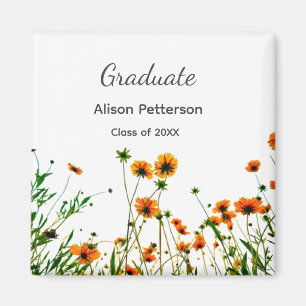 Aimant Orange jaune fleur sauvage moderne graduatie rusti
