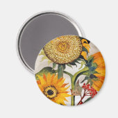 Aimant Orange Jaune Graine Tournesol Art (Recto/Verso)