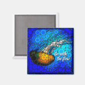 Aimant Orange Jellyfish Blue Ocean Go With the Flow (Recto/Verso)