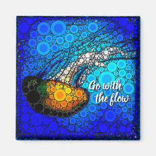 Aimant Orange Jellyfish Blue Ocean Go With the Flow