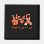 Aimant Orange Leopard Peace Love Cure Leukemia Sensibilis (Devant)