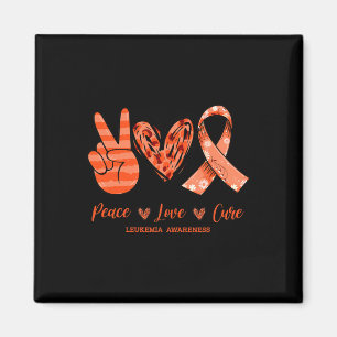 Aimant Orange Leopard Peace Love Cure Leukemia Sensibilis