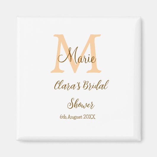 Aimant Orange monogramme douche de mariée ajouter nom mod (Devant)