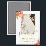 Aimant Orange Oleander Fleurs Merci photo Mariage<br><div class="desc">Orange Oleander Flowers Photo Merci aimant Mariage. Aimant mariage photo avec photo mariage,  nom de mariée et de mariée et date du mariage. Personnalisez avec votre photo mariage et d'autres détails. Un aimant de remerciement élégant et fleuri - un cadeau pour vos invités mariages.</div>