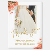 Aimant Orange Oleander Fleurs Merci photo Mariage (Recto)